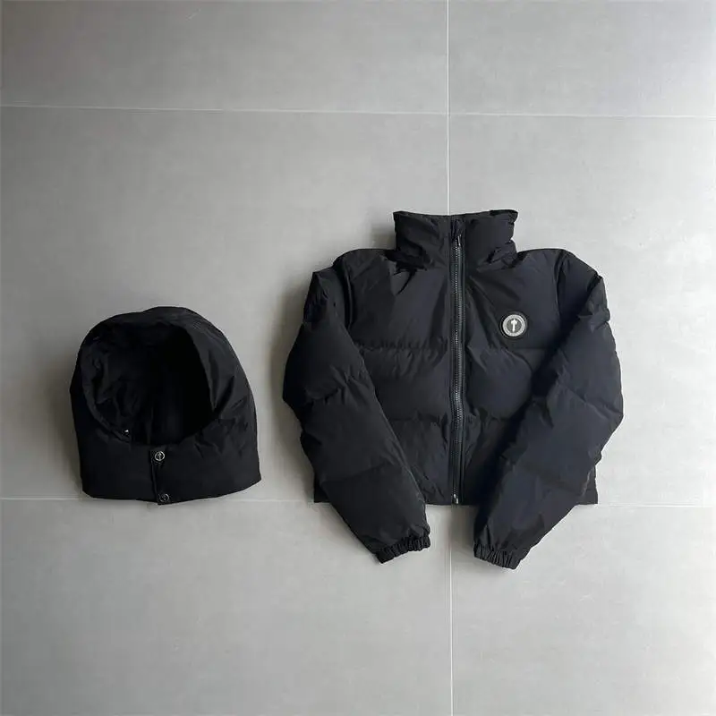 Trapstar Jacket Womens Irongate Hooded Puffer Coat Black Front View
