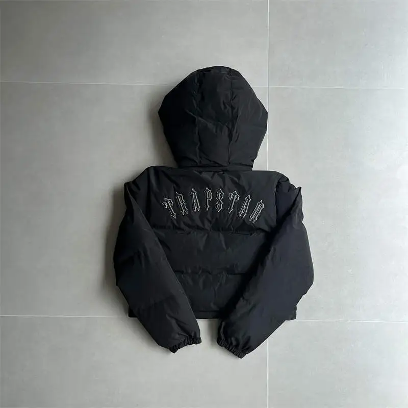 Trapstar Jacket Womens Irongate Hooded Puffer Coat Blue Back View