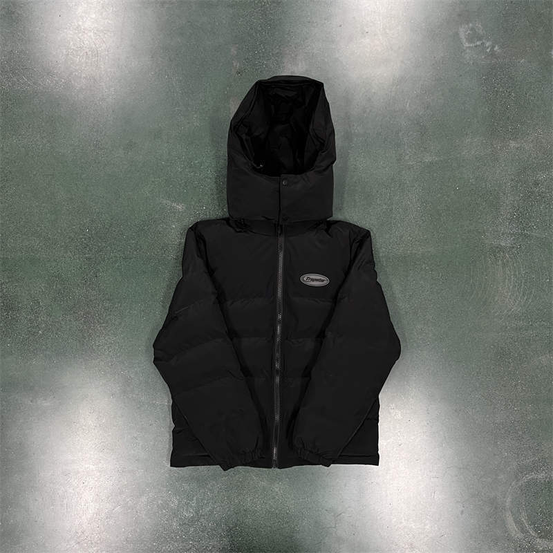 Trapstar Jacket Hyperdrive Hooded Puffer Coat All Black Front View