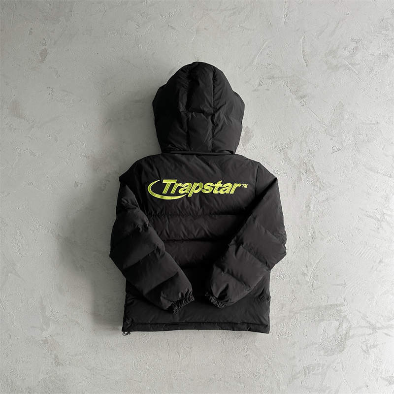 Trapstar Jacket Hyperdrive Hooded Puffer Coat Black Green Back View