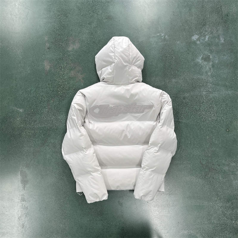 Trapstar Jacker Mens Hyperdrive Technical Puffer Coat White Back View