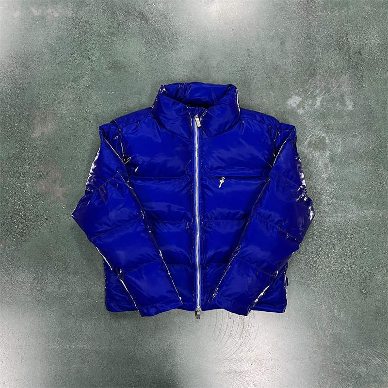 Trapstar London Puffer Coat Mens Glitter Jacket Blue Front View