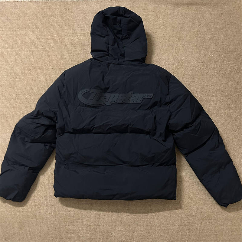 Trapstar Jacker Mens Hyperdrive Technical Puffer Coat All Black Back View
