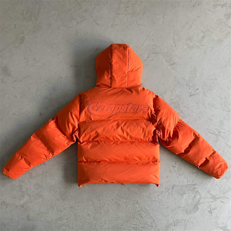 Trapstar Jacker Mens Hyperdrive Technical Puffer Coat Orange Back View