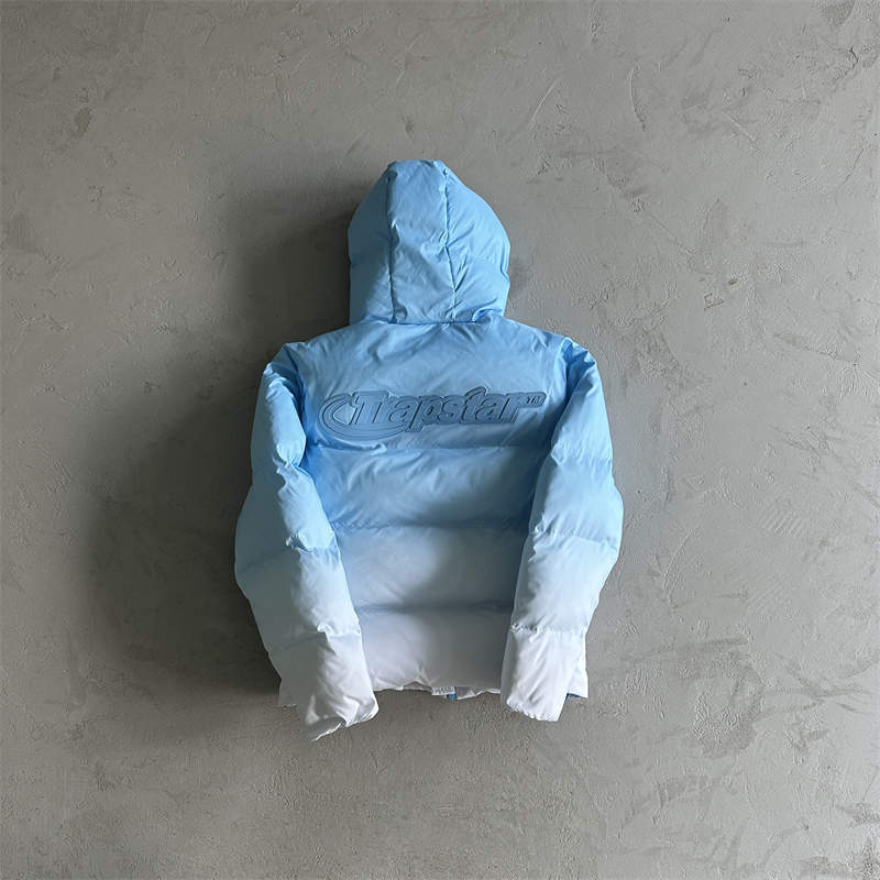 Trapstar Jacker Mens Hyperdrive Technical Puffer Coat Blue Gradient Back View