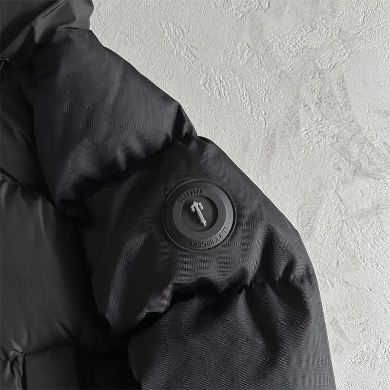 Trapstar Coat Decoded Arch Puffer Hooded Down Jacket All Black Detailed View