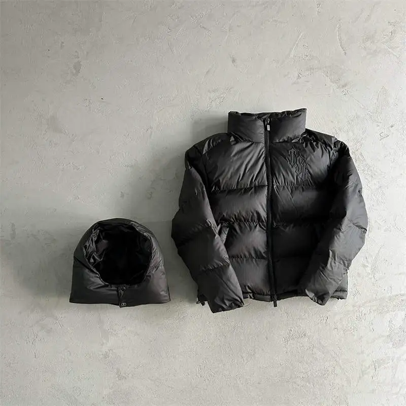 Trapstar Jacket Mens Shooters Puffer Detachable Hooded Down Coat All Black Front View