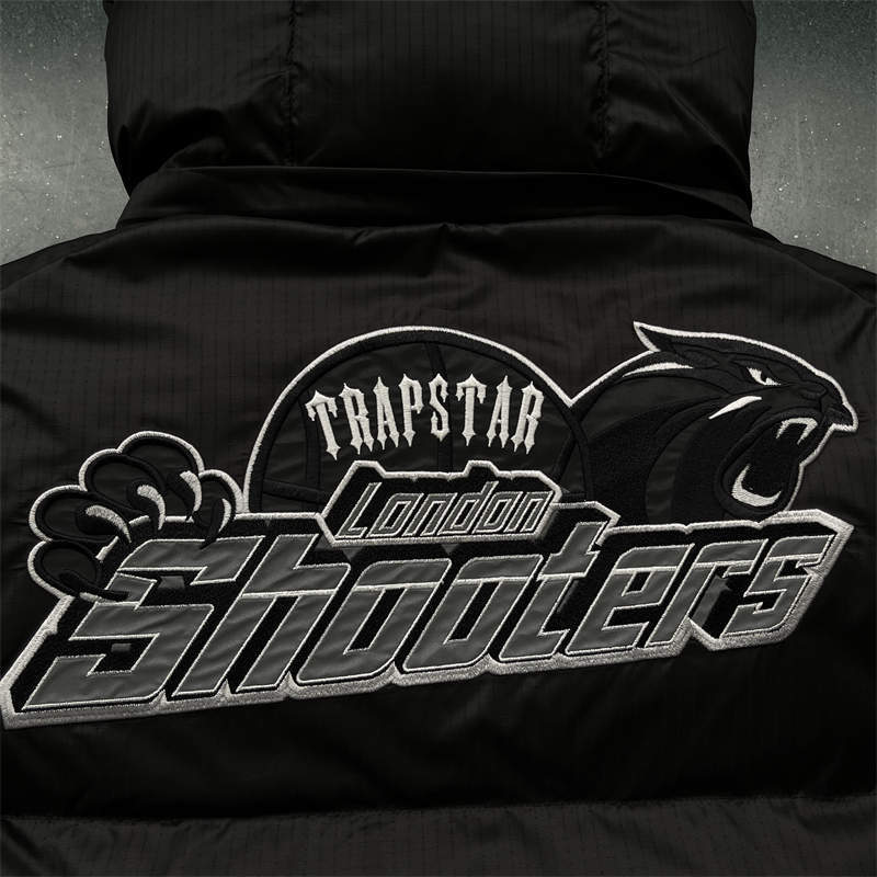 Trapstar Jacket Mens Shooters Puffer Detachable Hooded Down Coat Black Detailed View 2
