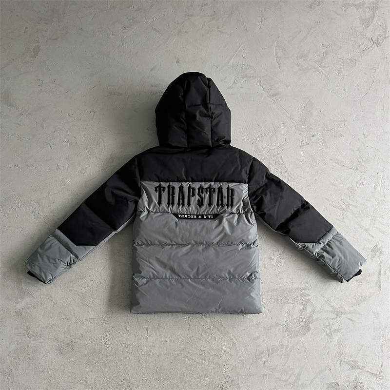 Trapstar Puffer Jacket T Mark Decoded Puffer Coat Gray Back View
