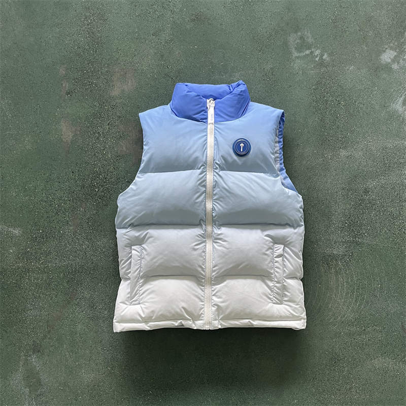 Trapstar Vest Mens Irongate Jacket Badge Puffer Coat Ice Blue Front View 