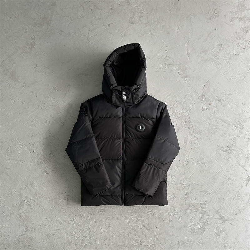 Trapstar Puffer Jacket T Mark Decoded Puffer Coat Black Front View