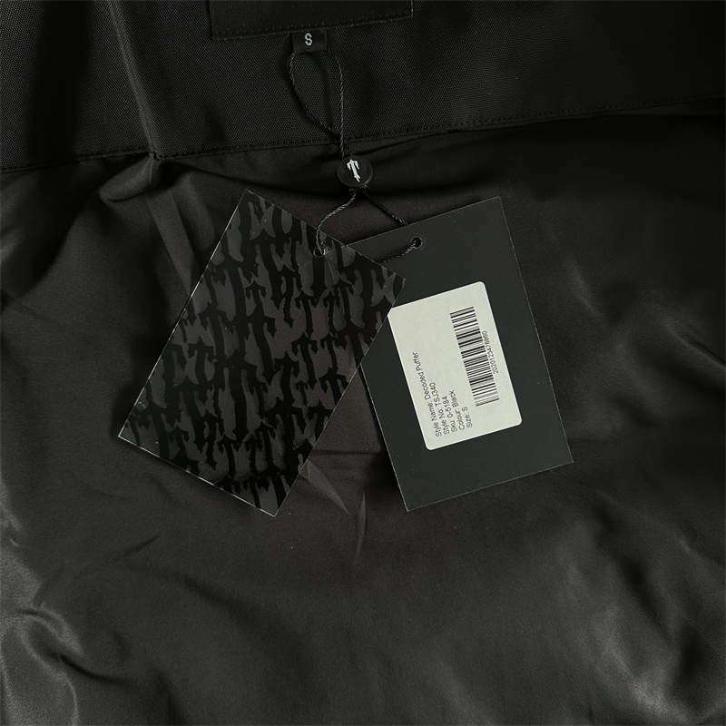 Trapstar Puffer Jacket T Mark Decoded Puffer Coat Black Detailed View 2