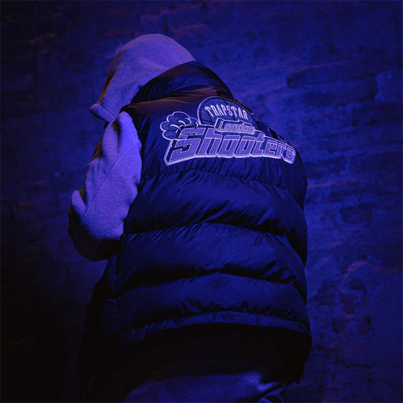 Trapstar Vest Mens Shooters Puffer Jacket Reflective Waistcoat Black Model Showing View 2