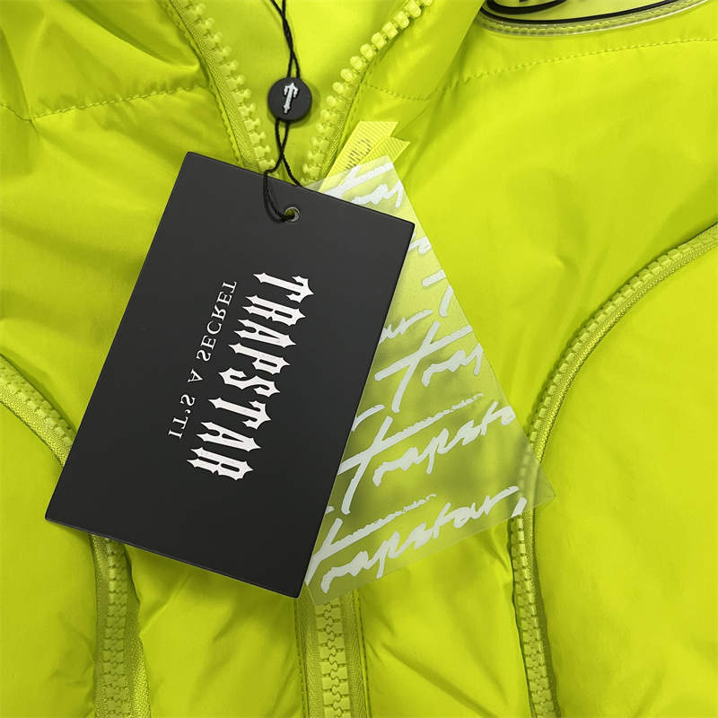 Trapstar Vest Hyperdrive Coat Mens Puffer Jacket Sleeveless Waistcoat Fluorescent Green Detailed View 2