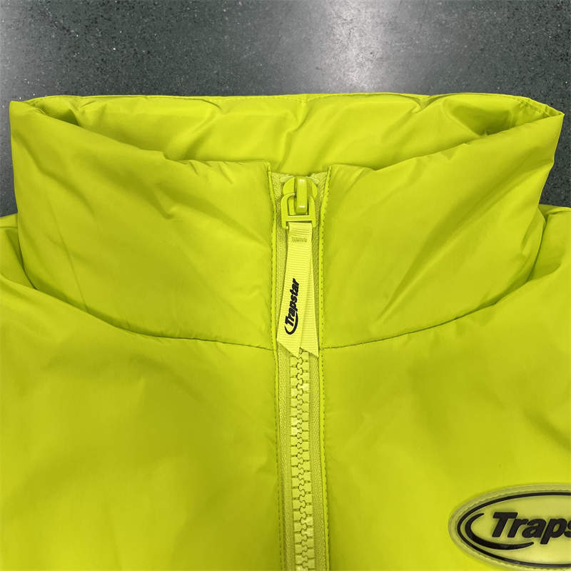 Trapstar Vest Hyperdrive Coat Mens Puffer Jacket Sleeveless Waistcoat Fluorescent Green Detailed View 1