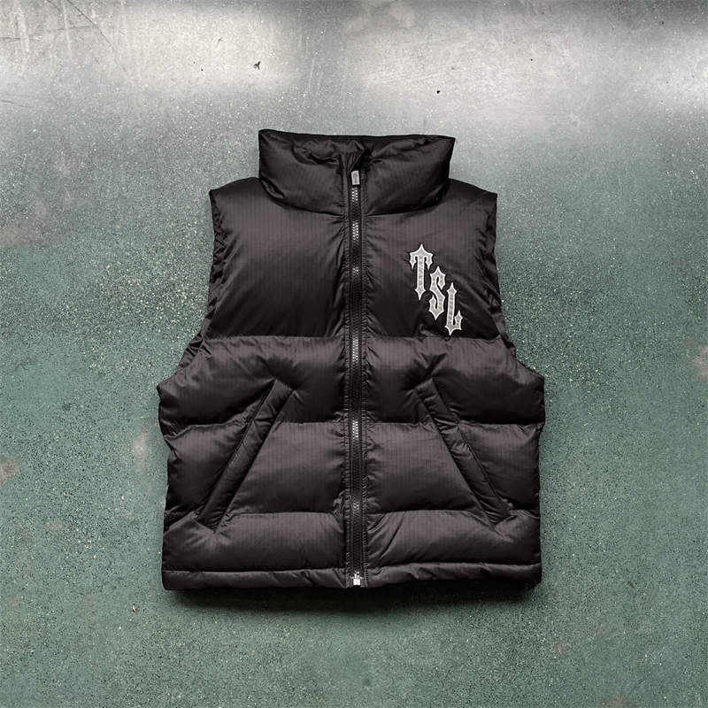 Trapstar Vest Mens Shooters Puffer Jacket Reflective Waistcoat Black Front View