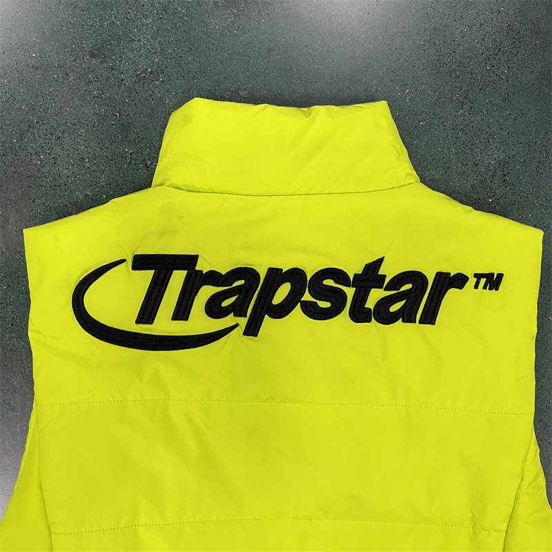 Trapstar Vest Hyperdrive Coat Mens Puffer Jacket Sleeveless Waistcoat Fluorescent Green Detailed View 3