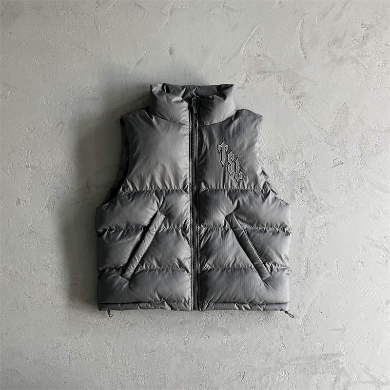 Trapstar Vest Mens Shooters Puffer Jacket Reflective Waistcoat Gray Front View