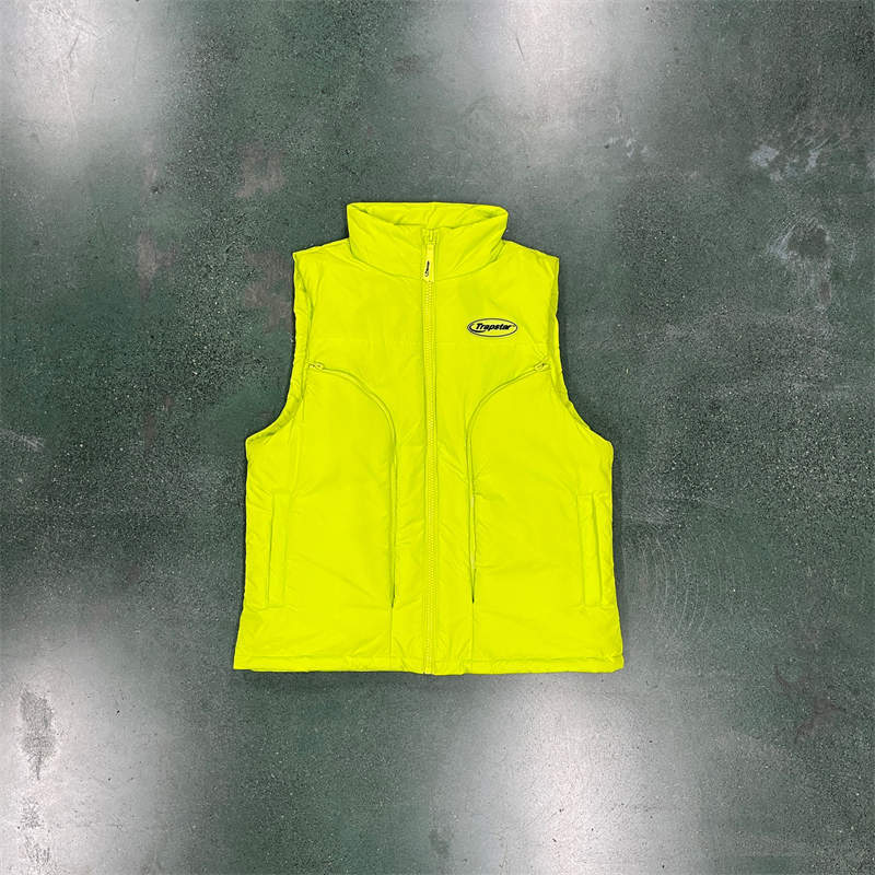 Trapstar Vest Hyperdrive Coat Mens Puffer Jacket Sleeveless Waistcoat Fluorescent Green Front View