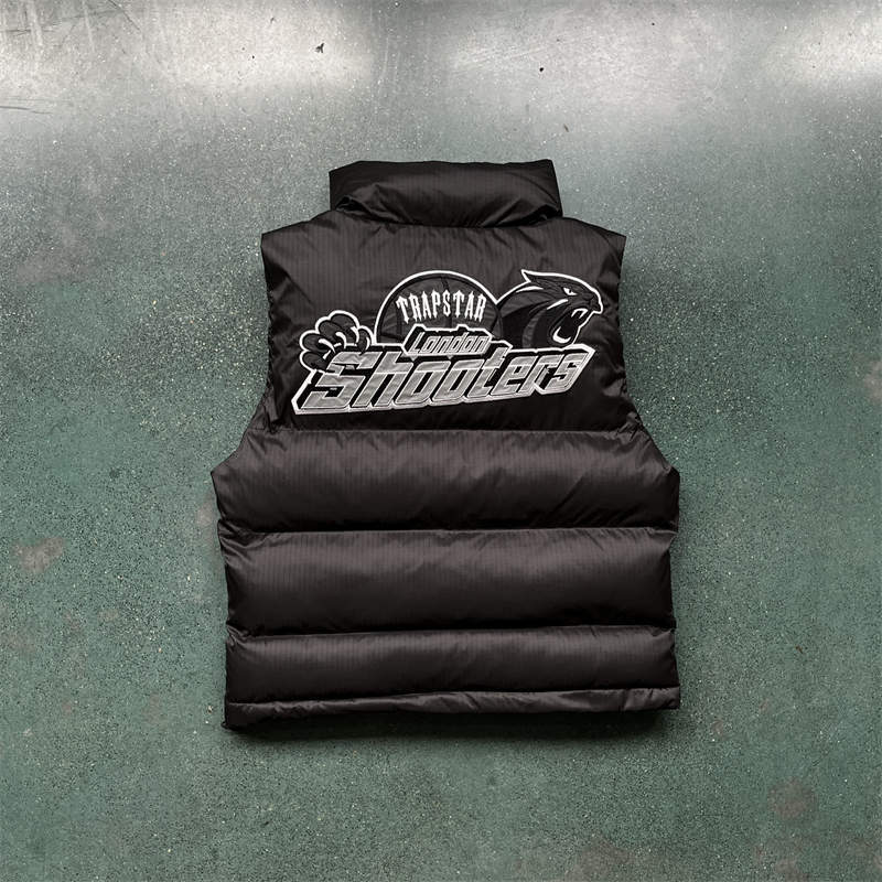 Trapstar Vest Mens Shooters Puffer Jacket Reflective Waistcoat Black Back View