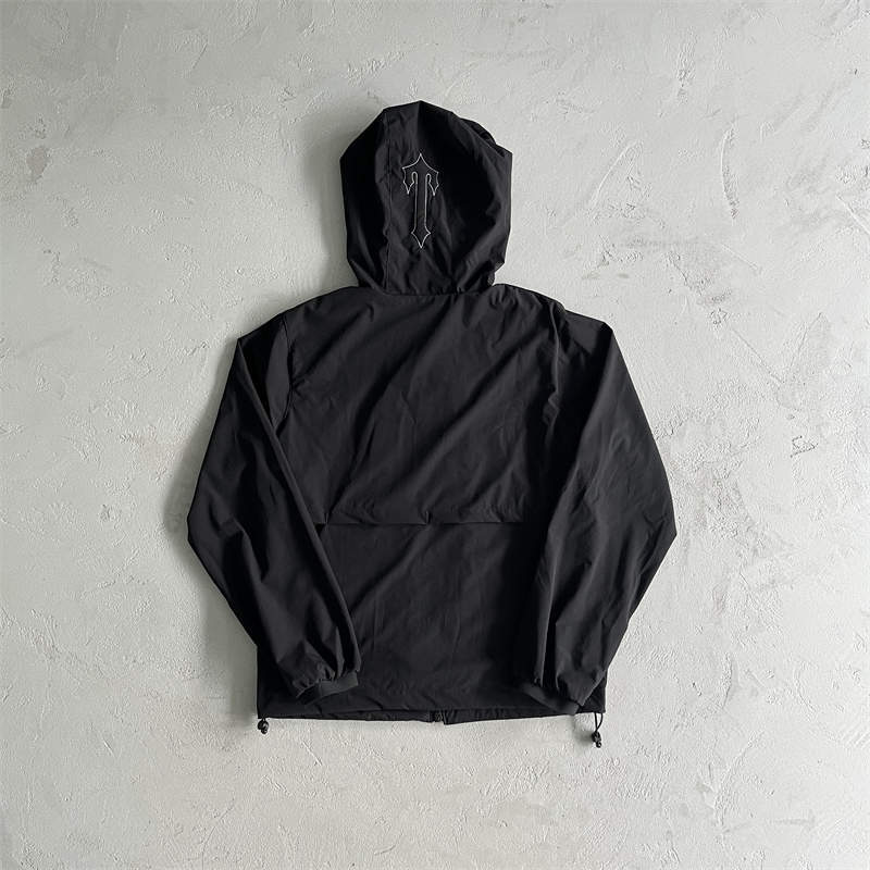 Trapstar Windbreaker Men Decoded Windproof Jacket Black Back View