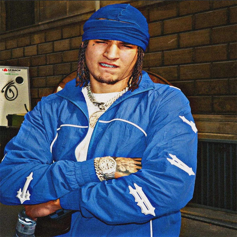Trapstar Windbreaker Irongate Shellsuit Men Windproof Jacket Blue Model Showing View
