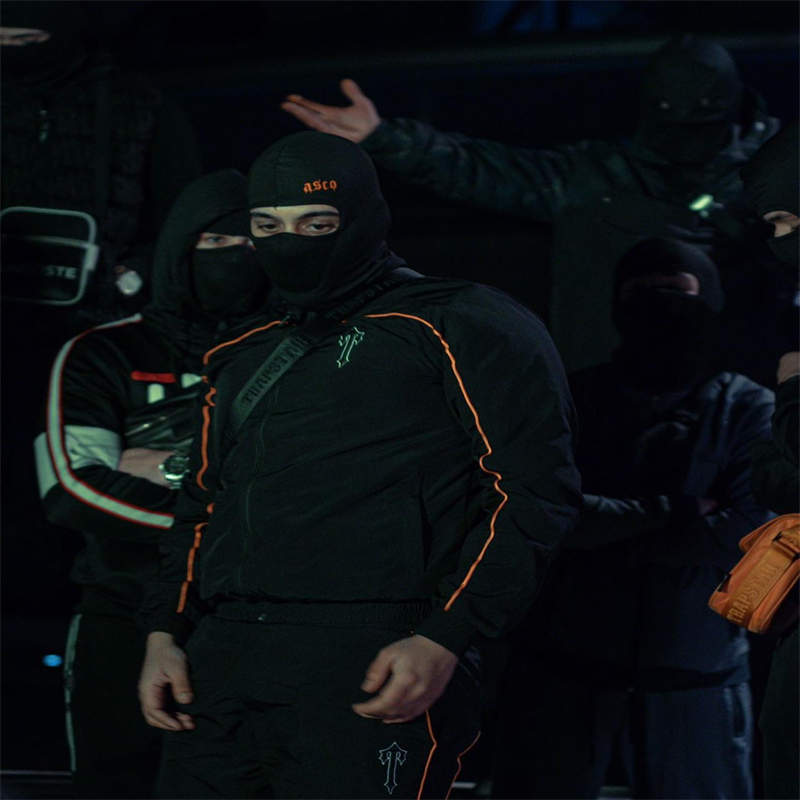 Trapstar Windbreaker Arch Panel Shellsuit Windproof Jacket Sets Orange Model Showing View