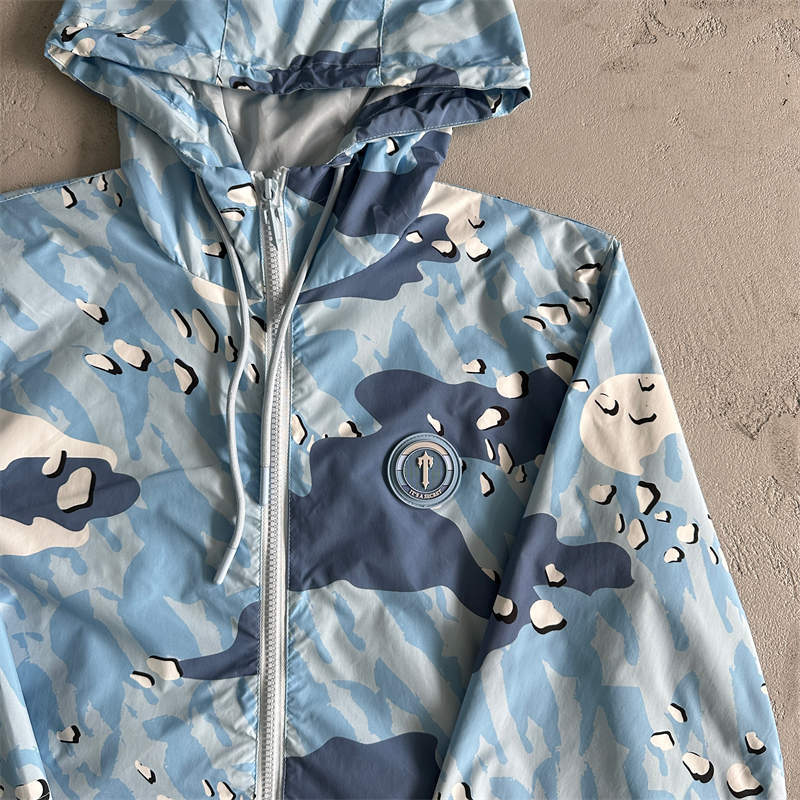 Trapstar Windbreaker and Shorts Suit Camo Blue Top Details
