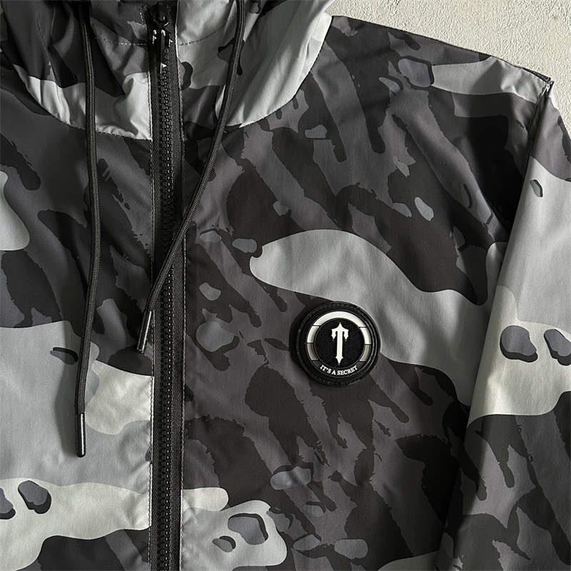 Trapstar Windbreaker and Shorts Suit Camo Black Top Details 1