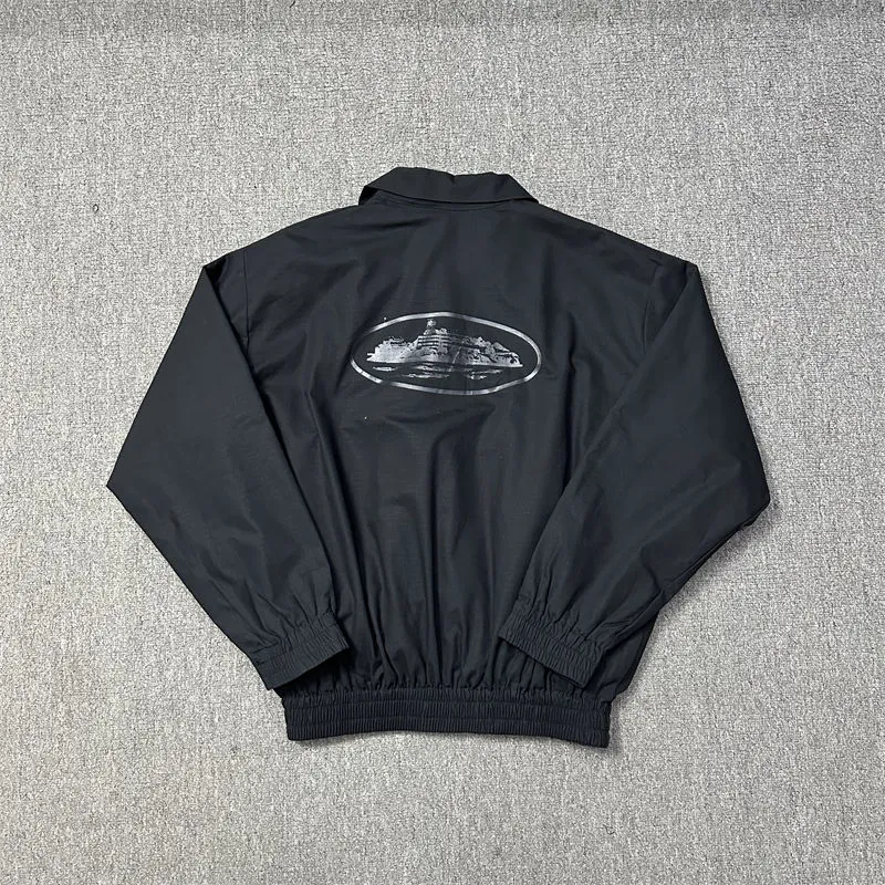 Black Corteiz windbreaker-style outer layer rear product view
