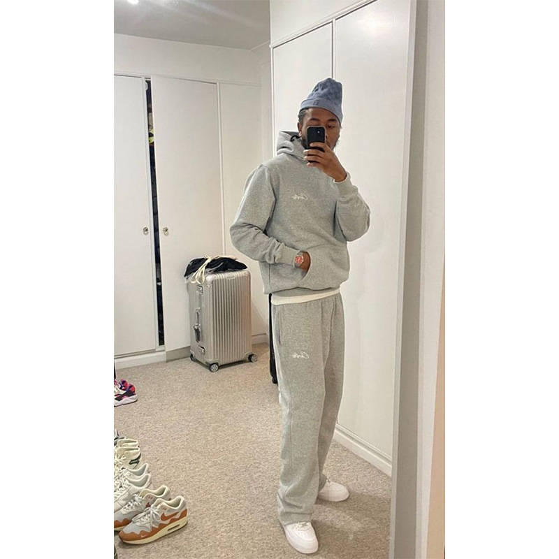 Corteiz Hmp Tracksuit Grey Wearing Effect