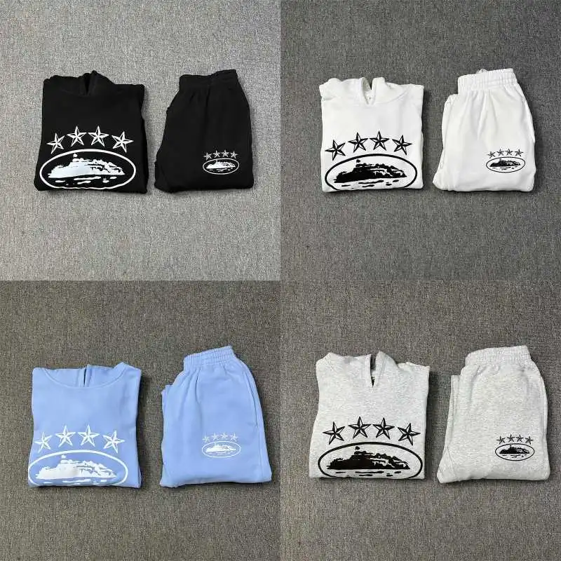 Corteiz grey 4 Star Anniversary hoodie and joggers set