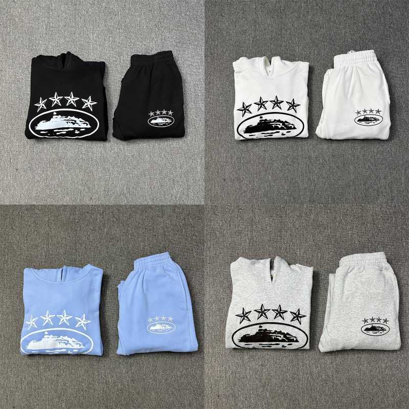 Corteiz Tracksuit Grey Crtz 4 star Anniversary Hoodie Joggers Set Collection Front