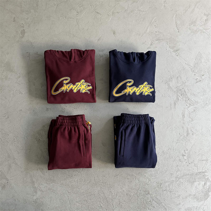 Corteiz Tracksuit Set Crtz Satin Applique Allstarz Hoodie Joggers Collection Front