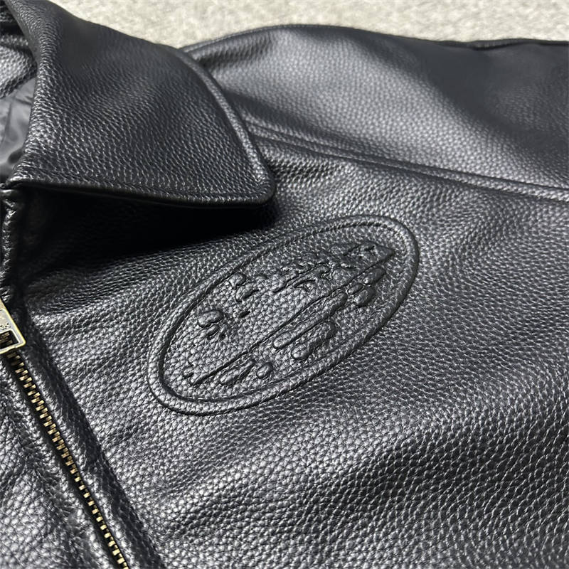 Corteiz Leather Jacket Crtz Alcatraz Uk Drill Hairstyle Coat