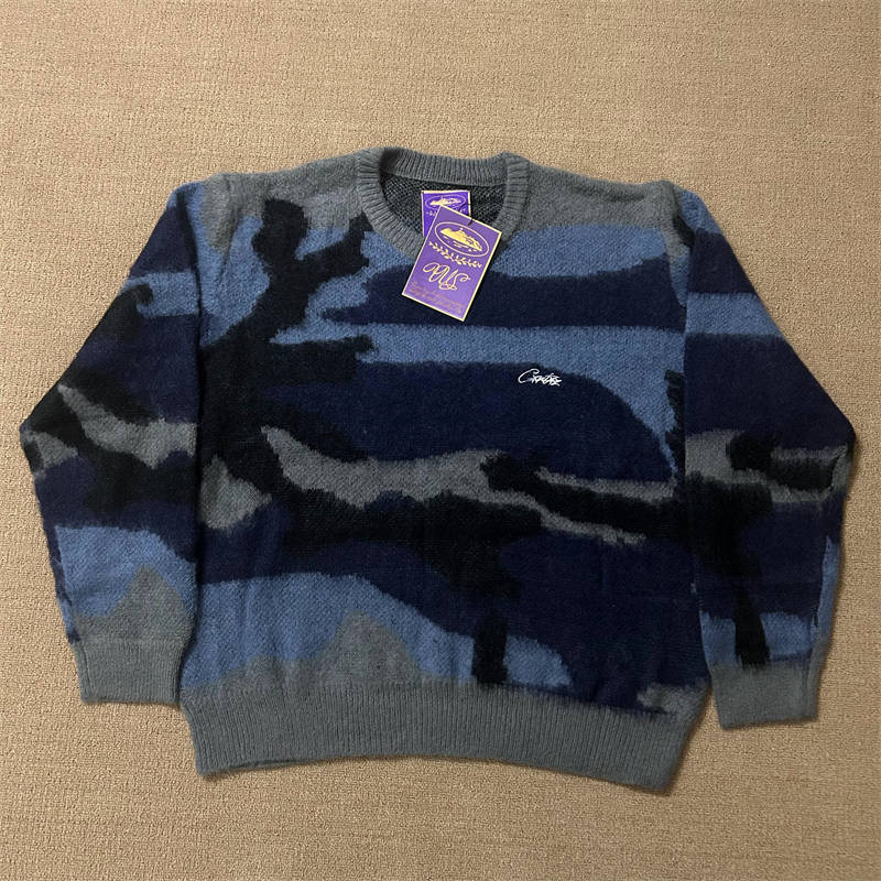 Corteiz Jumpers Mohair Knit Sweater Crtz T Shirt Long Sleeve Top