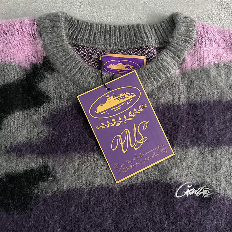 Corteiz Jumpers Mohair Knit Sweater Crtz T Shirt Long Sleeve Top
