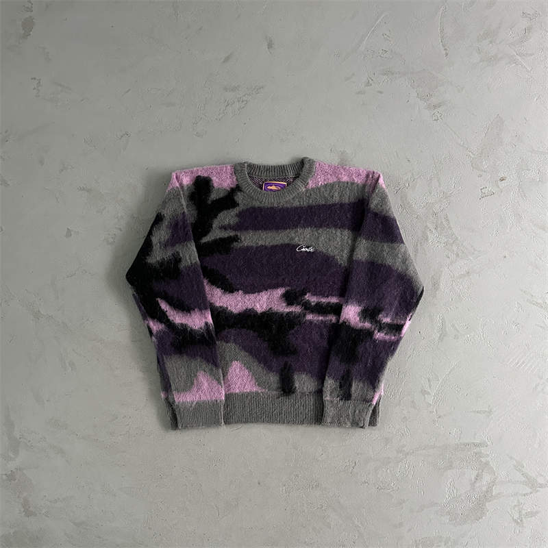 Corteiz Jumpers Mohair Knit Sweater Crtz T Shirt Long Sleeve Top