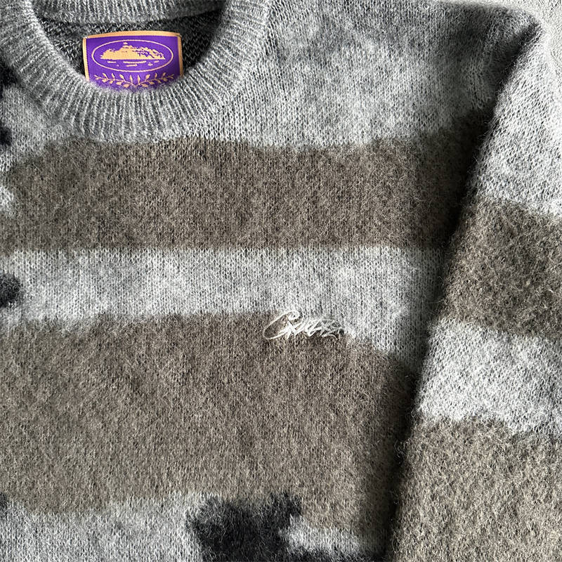 Corteiz Jumpers Mohair Knit Sweater Crtz T Shirt Long Sleeve Top