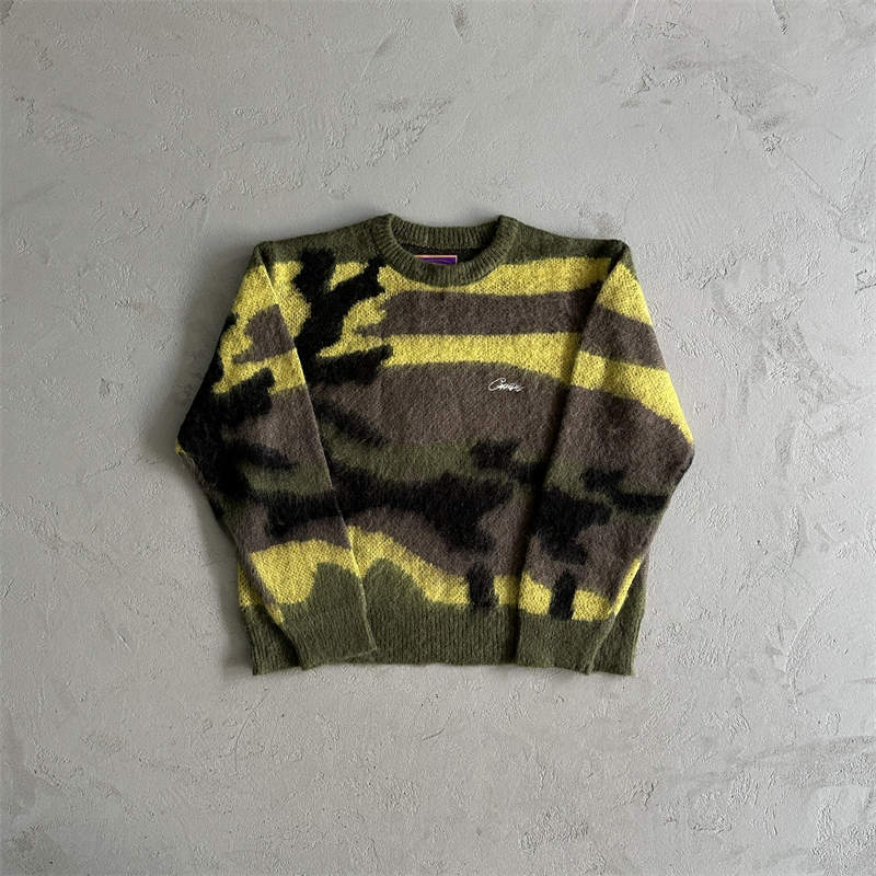 Corteiz Jumpers Mohair Knit Sweater Crtz T Shirt Long Sleeve Top
