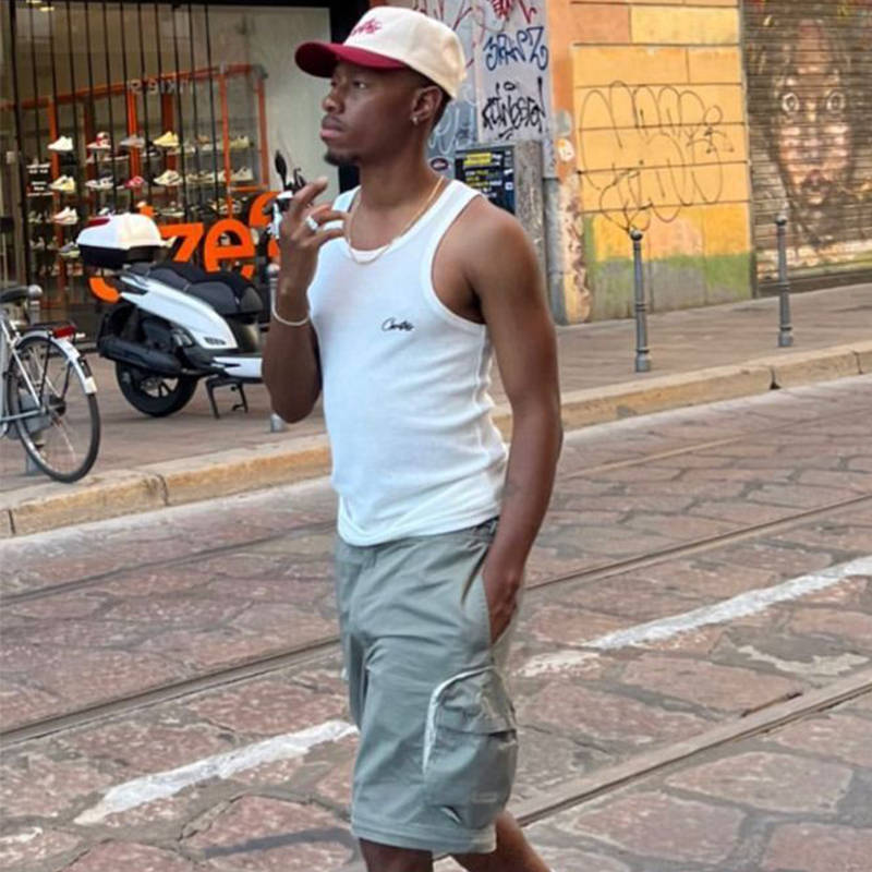 Corteiz Tank Top Mens Crtz Contrast Allstarz Vest White Wearing Effect