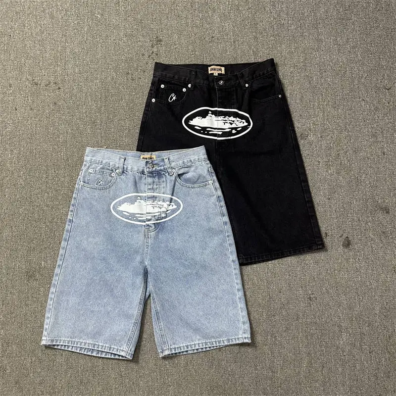 Corteiz Alcatraz baggy denim shorts product view