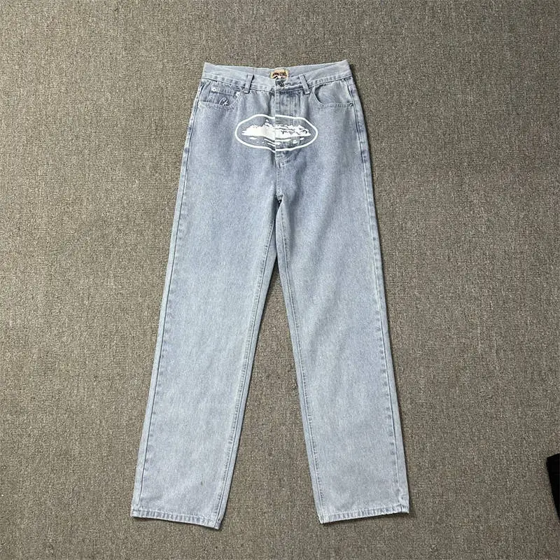 Corteiz Jeans Alcatraz Print Pants Crtz Baggy Denim Trousers