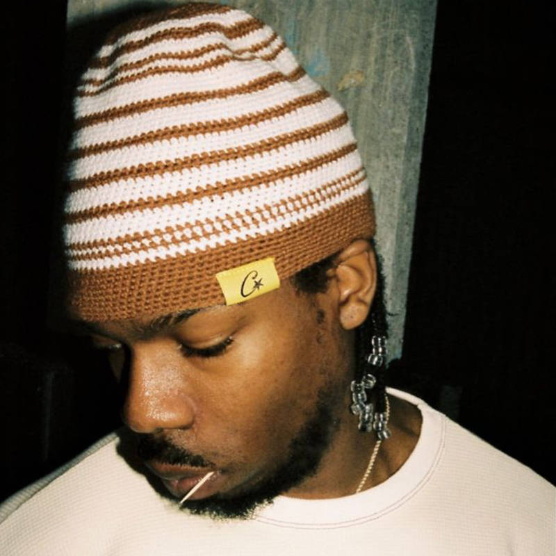 Corteiz Crochet Beanie Brown Wearing Effect