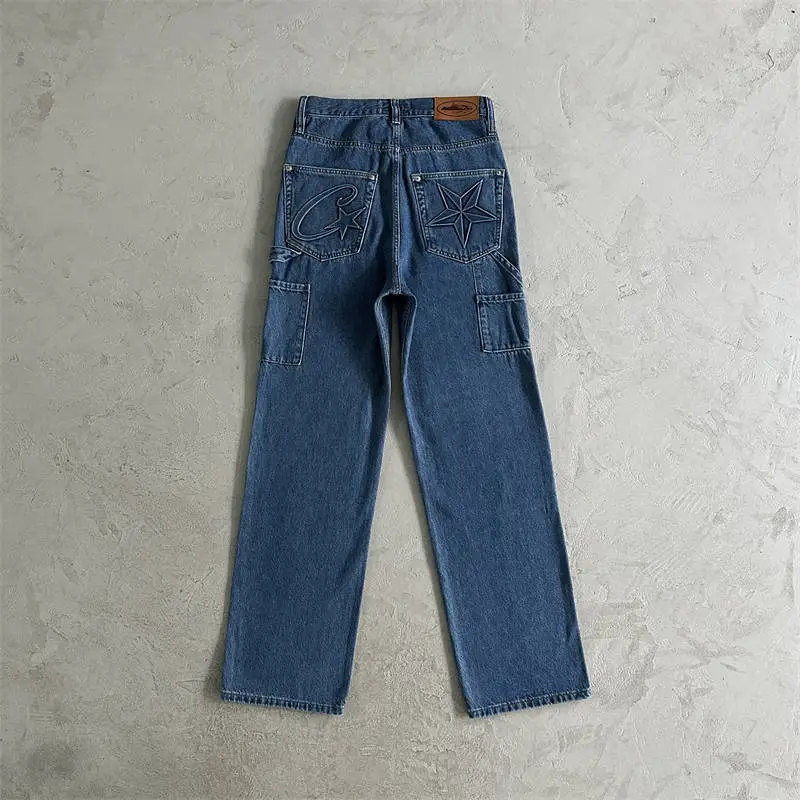Corteiz Work Pants Crtz Embossed C Star Denim Jeans