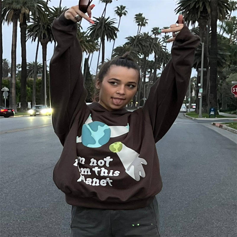 Broken Planet I'm Not From This Planet Hoodie Wearing Effect