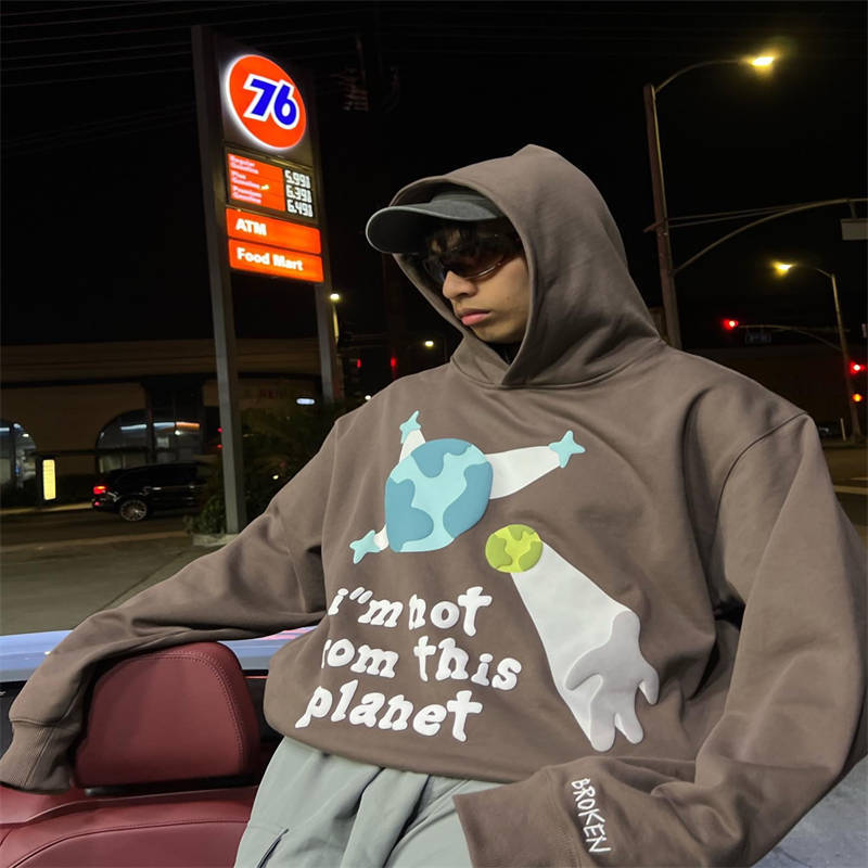 Broken Planet I'm Not From This Planet Hoodie Wearing Effect