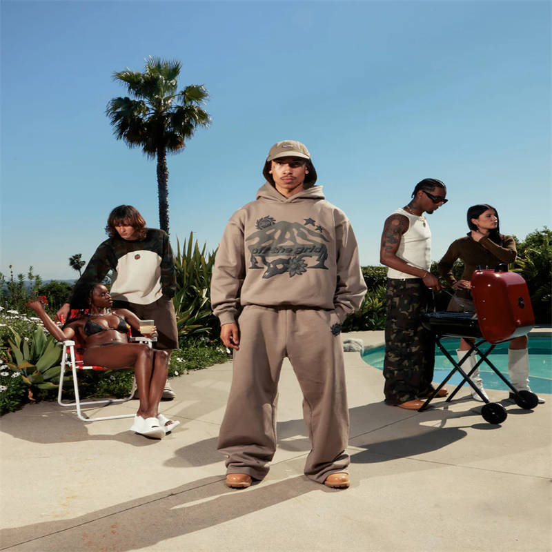 Broken Planet Off The Grid Hoodie Brown Wearing Effect