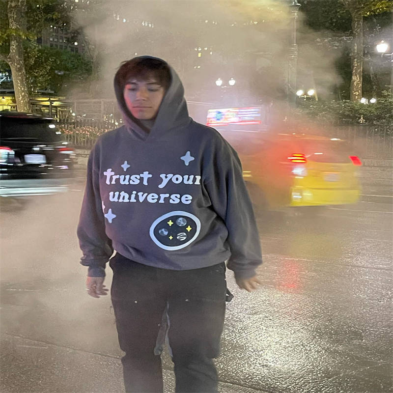 Broken Planet Trust Your Universe Hoodie Wearing Effect