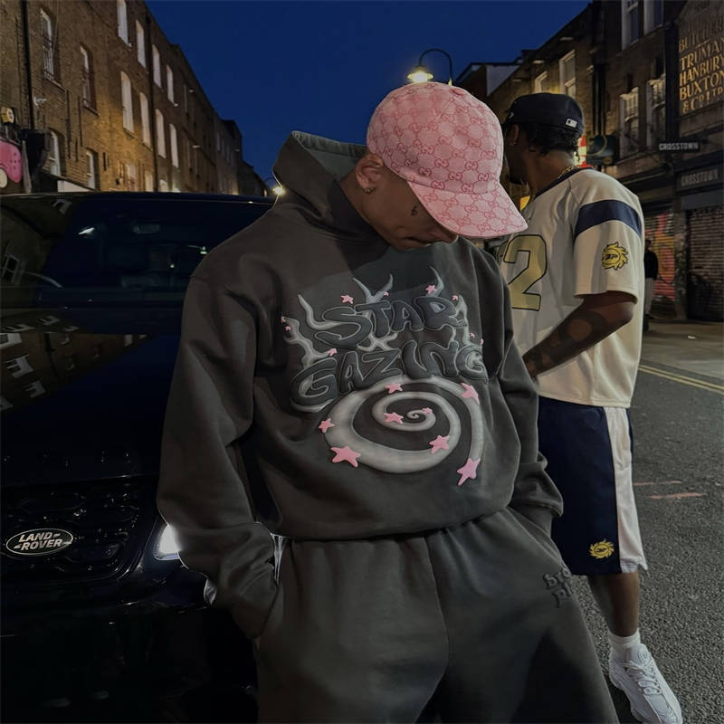 Broken Planet Star Gazing Hoodie Black Wearing Effect